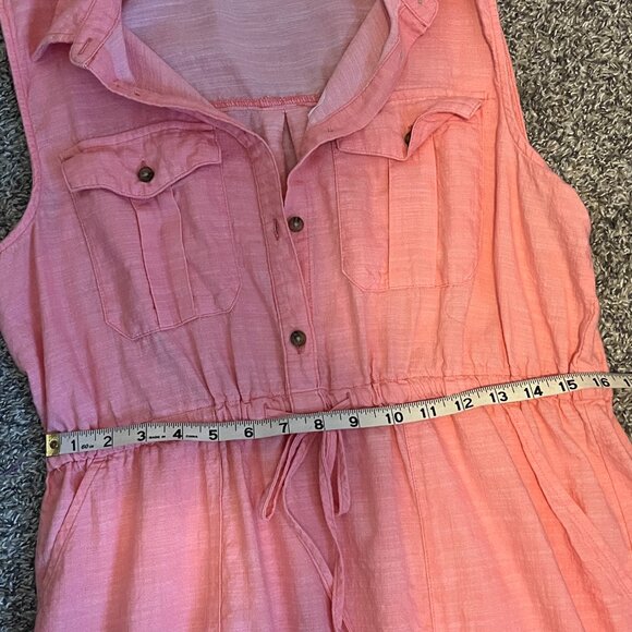 Pink Casual  knee length dress accented with a shirt waist bodice w/ pockets - Picture 8 of 9